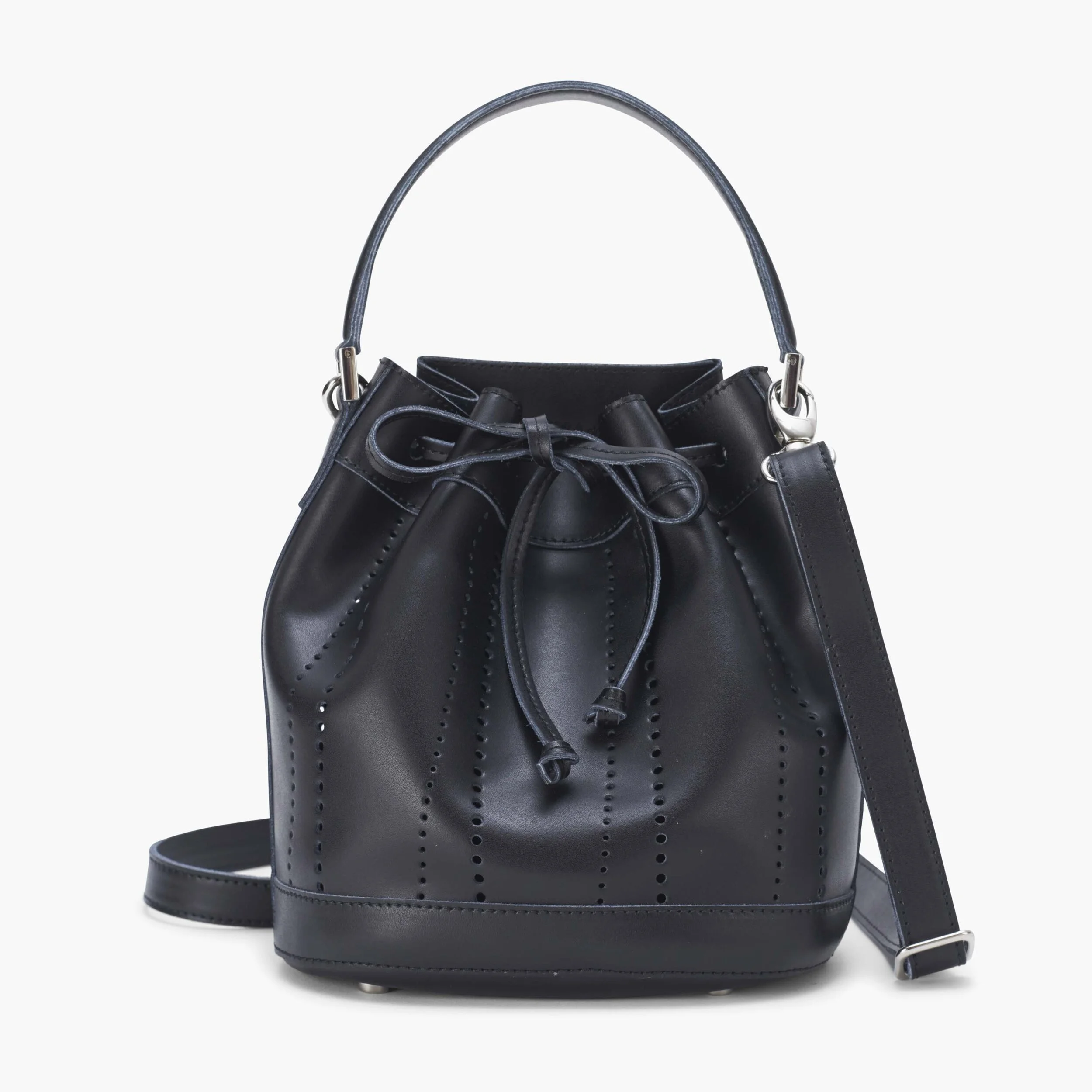 leather bucket bag black