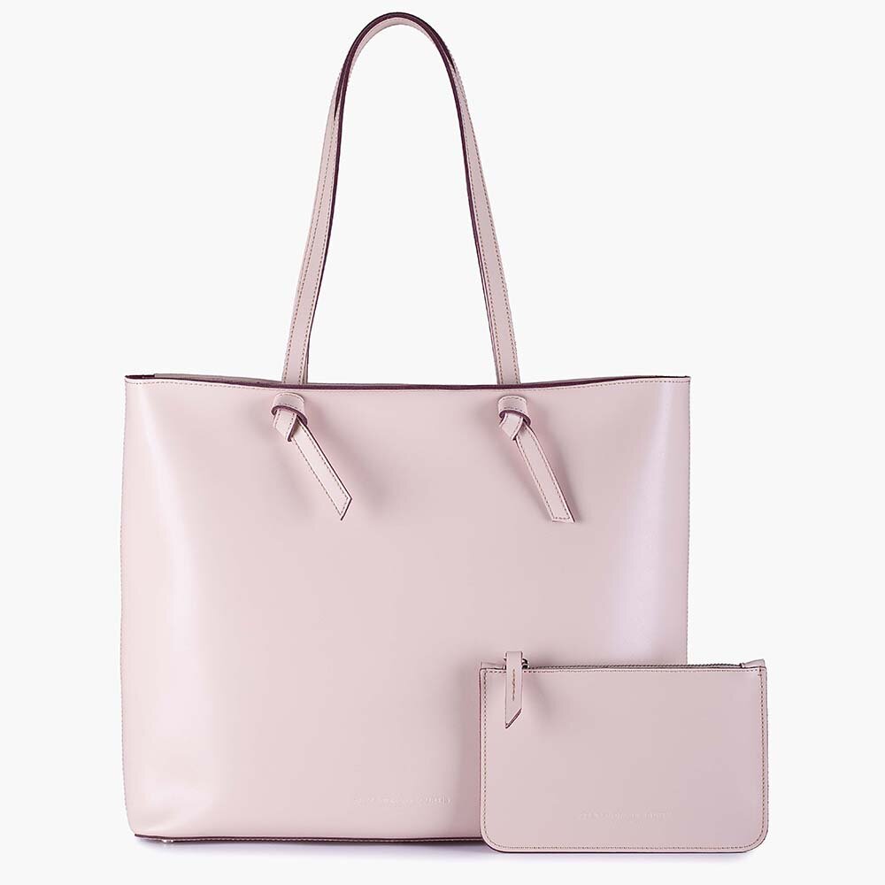Amalfi Midi Leather Tote Bag - Blush Pink, Alexandra de Curtis