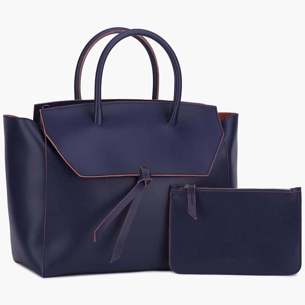 Loren Tote - Navy — ALEXANDRA DE CURTIS | Italian Leather Handbags ...