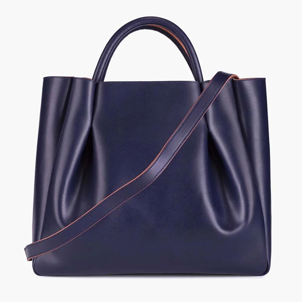 navy leather tote