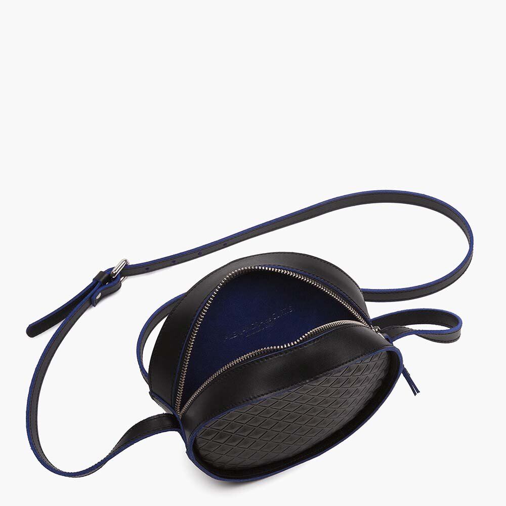 black leather circle bag