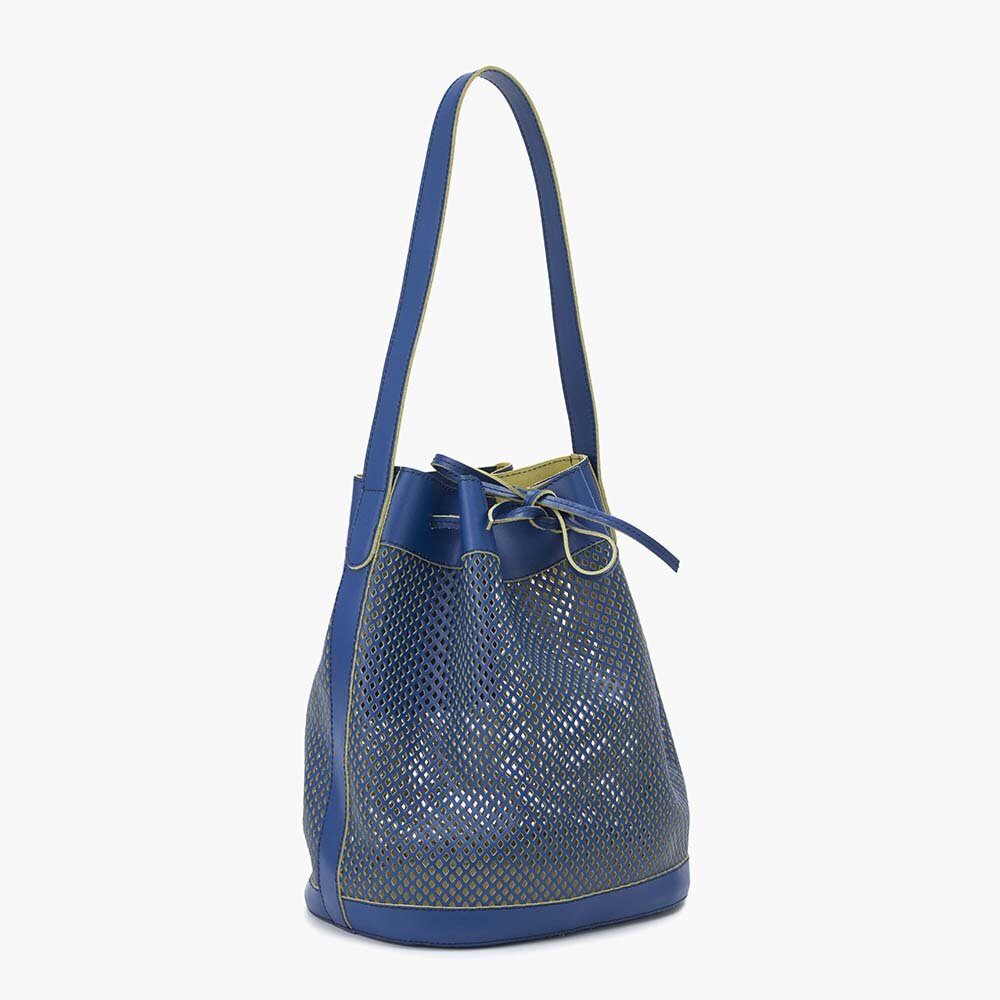 Ladies Italian Real Leather Bucket Handbag Buckle Shoulder Bag Tote Bag MLE-1024 