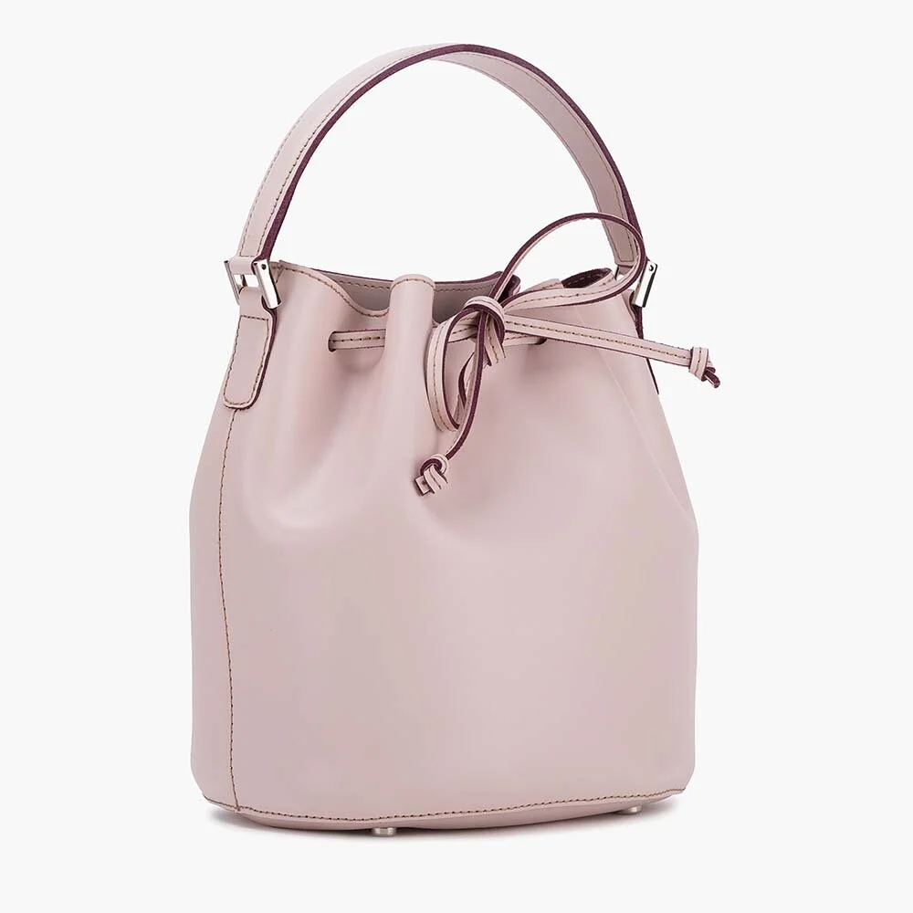 pink leather bucket bolsa
