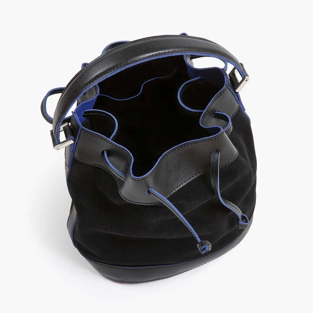 suede mini bucket bag