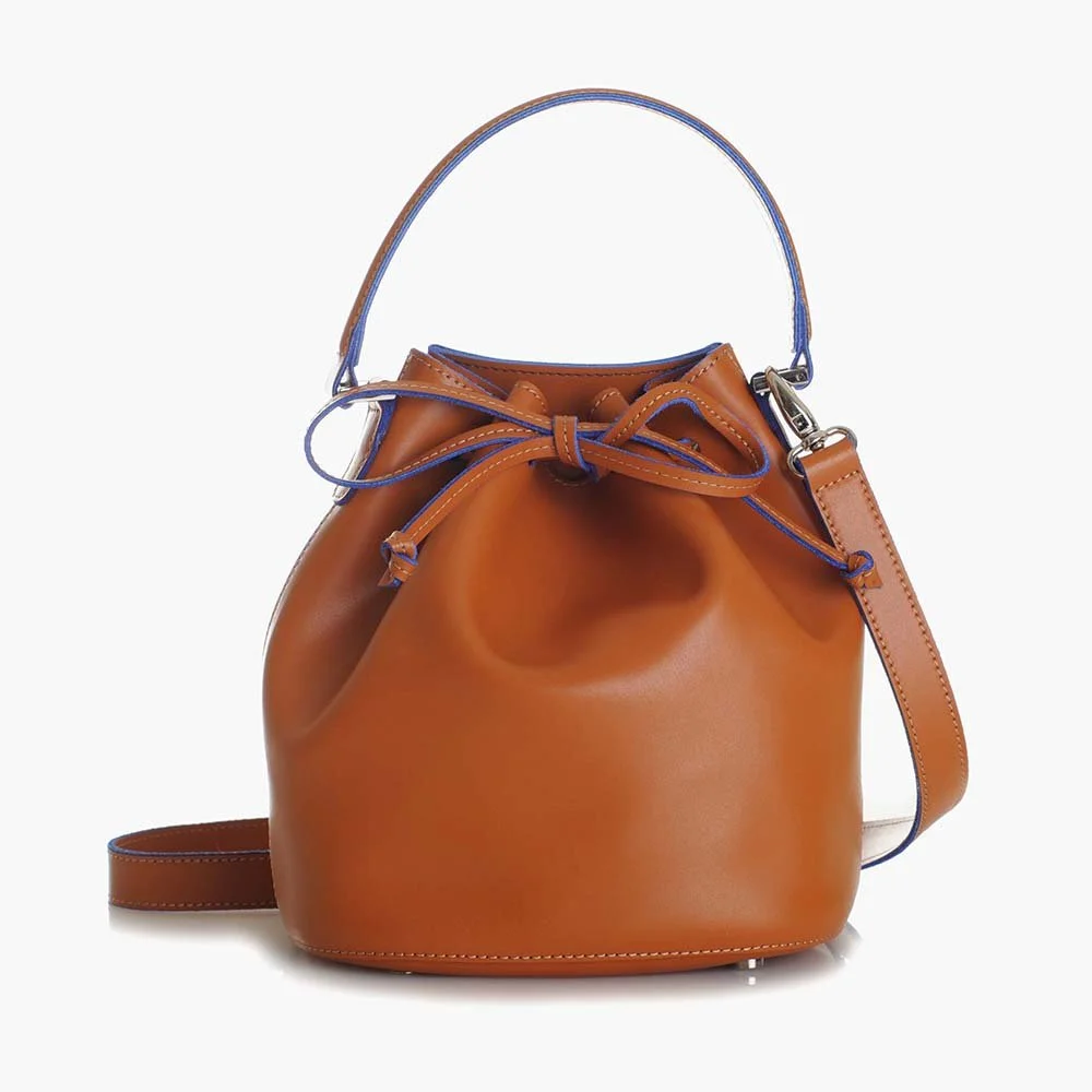 brown bucket purse