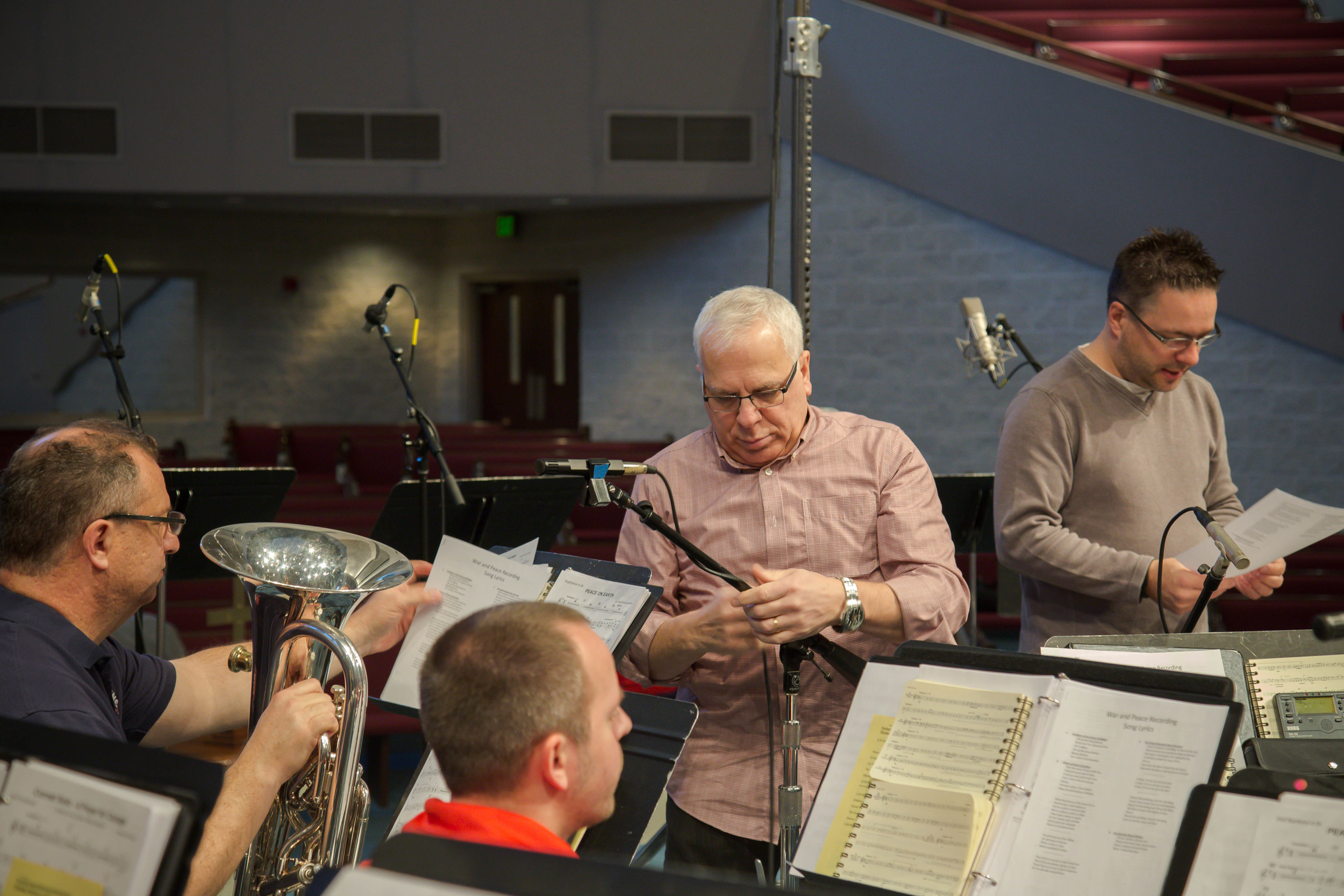  Phil Bulla checking the microphone stands 