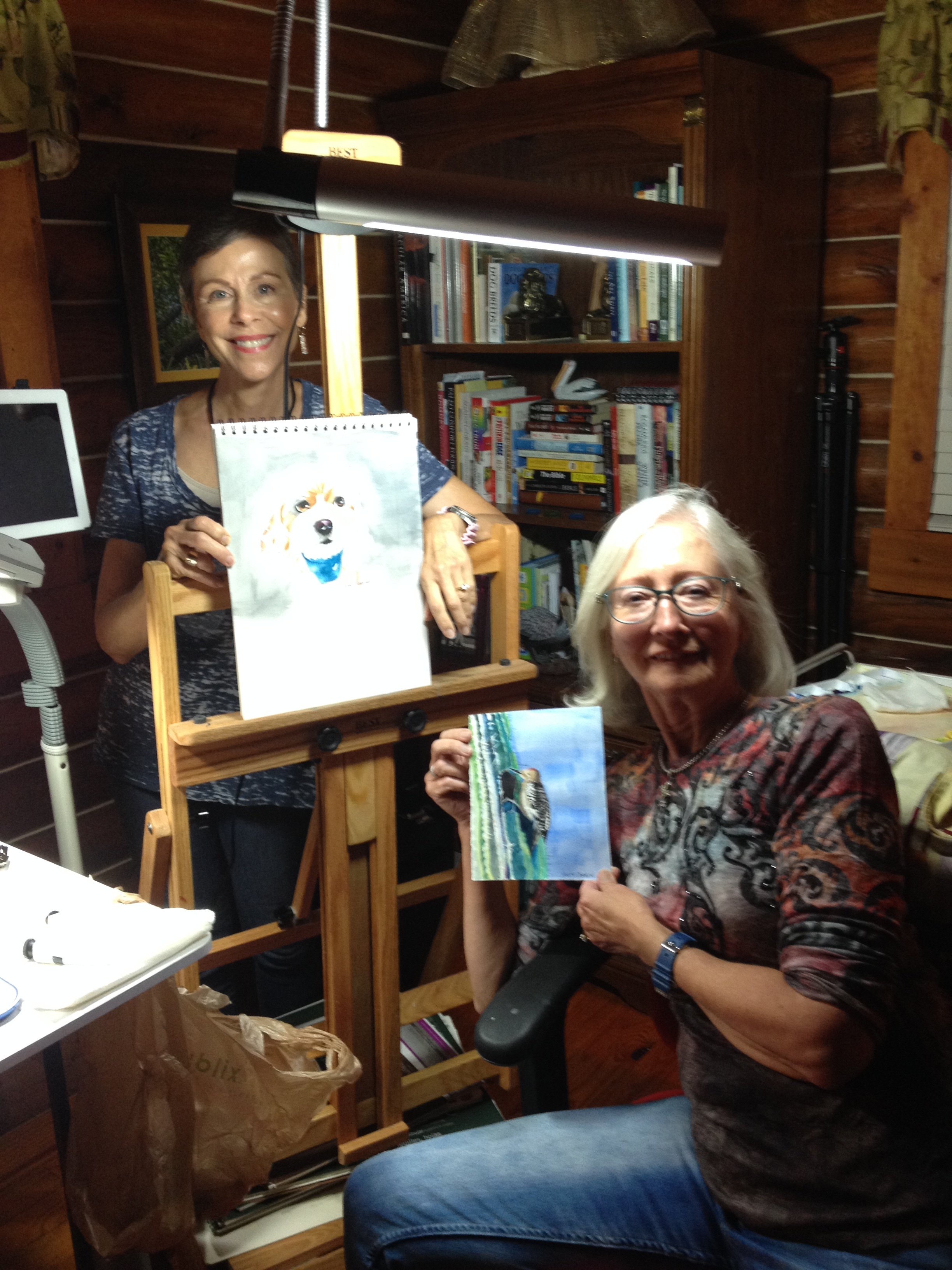 Lynn Ashford and Nancy Johnson at work in the studio