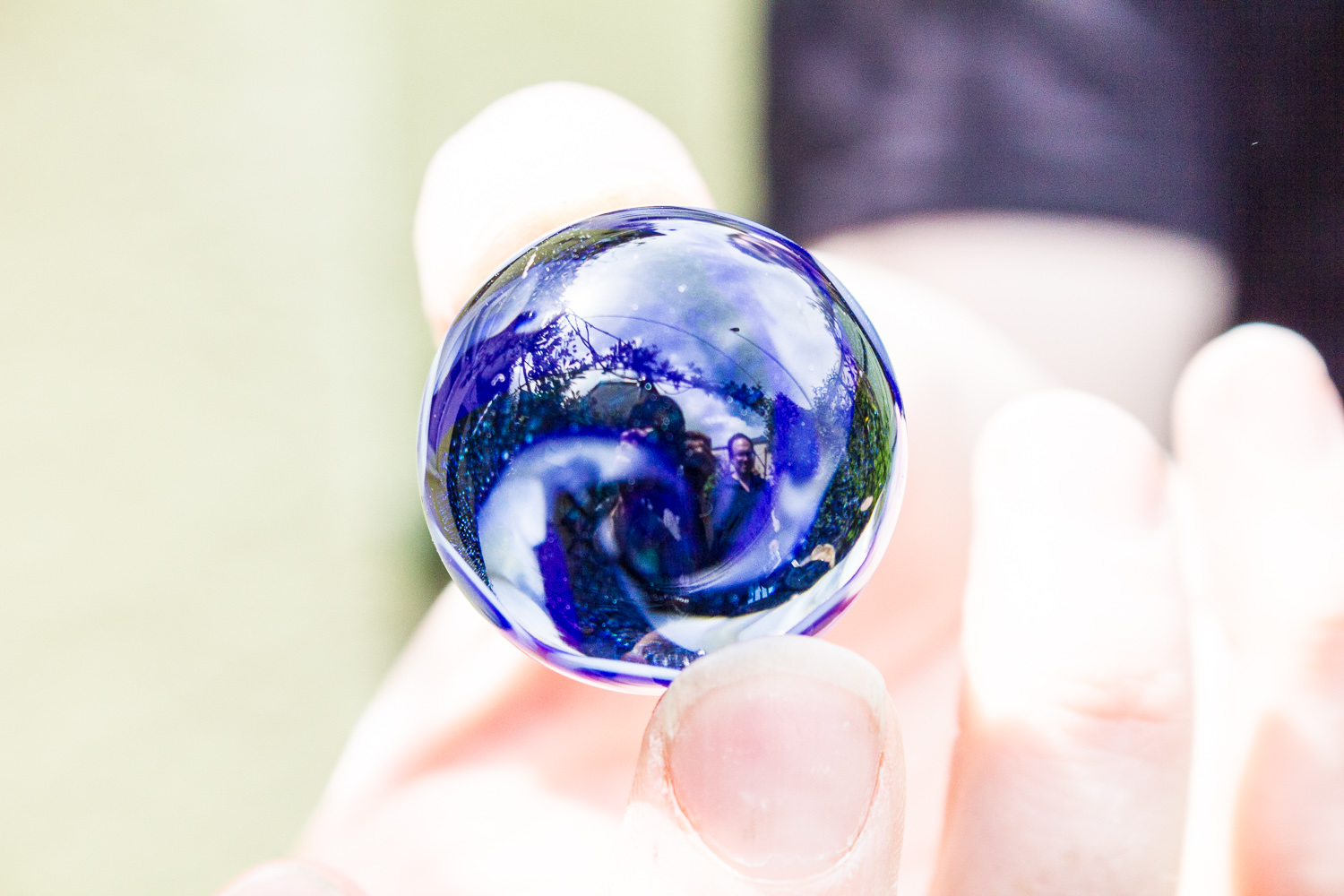 The Llif collaboration, Jonathan, Lisa and I reflected in Iolo's vortex marble. Lisa suggested it could be our first album cover?!