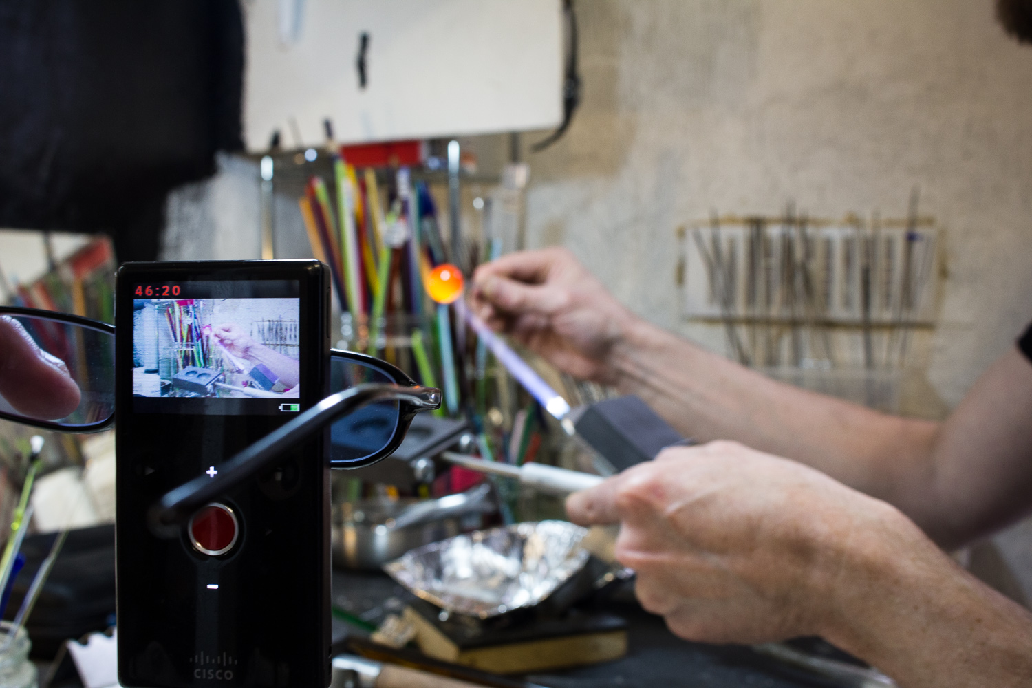 The camera likes the view through the special marble-making glasses