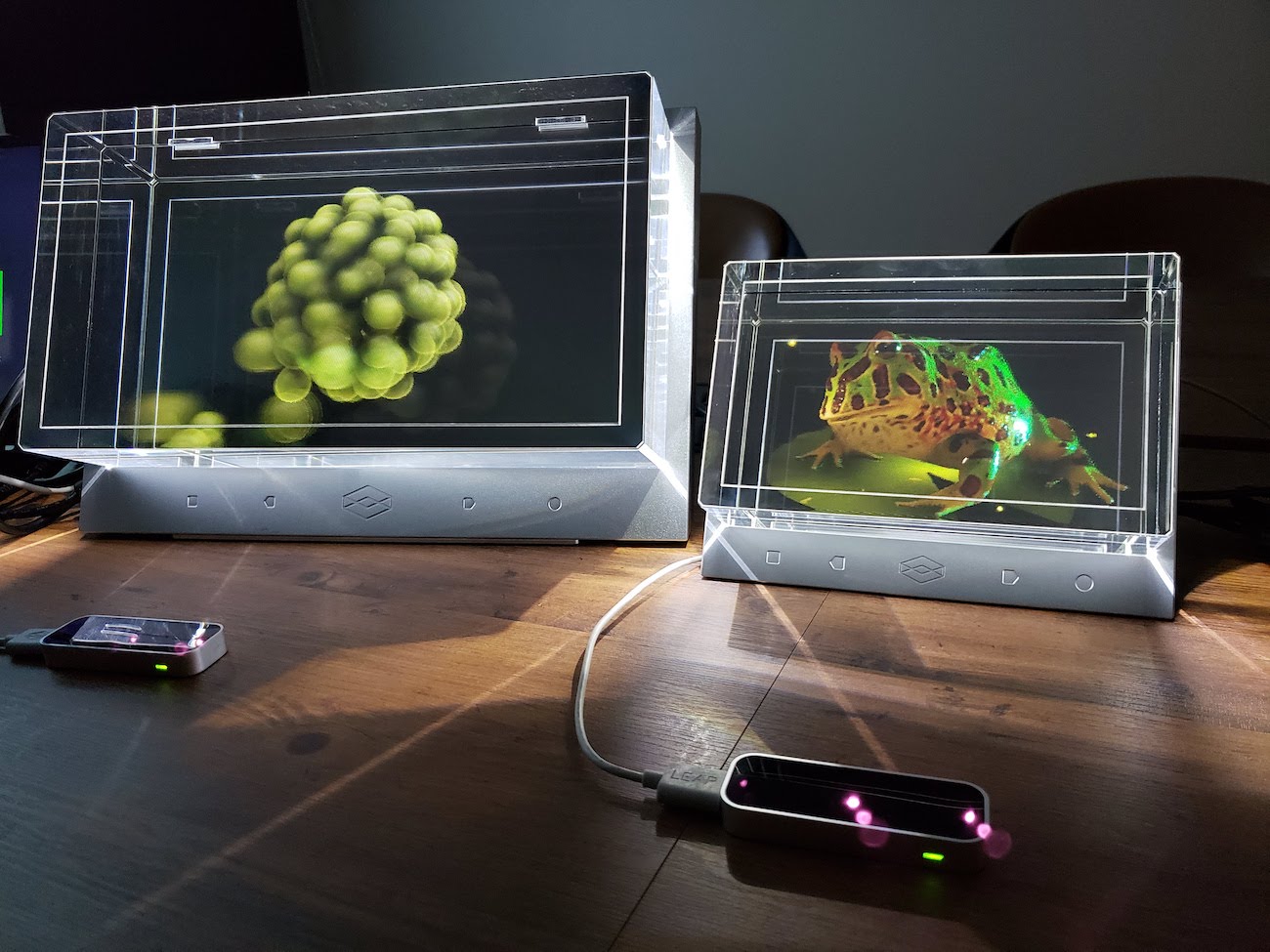 Holographic Display provided by our friends at Looking Glass Factory - Looking Glass Factory is a company dedicated to building the holographic future, starting with a new class of holographic displays that bring living pieces of 3D digital space into the real world for groups of people without VR or AR headgear. This is being done in direct opposition to the VR and AR headset-based future being pursued by many large companies. In the Summer of 2018, they launched the Looking Glass®, the world’s first desktop holographic display for 3D creators, with thousands shipped to date. Founded in 2014 by Shawn Frayne and Alex Hornstein, the company is headquartered in Brooklyn, New York with an R&D and production lab in Hong Kong. For more information, visit www.lookingglassfactory.com .