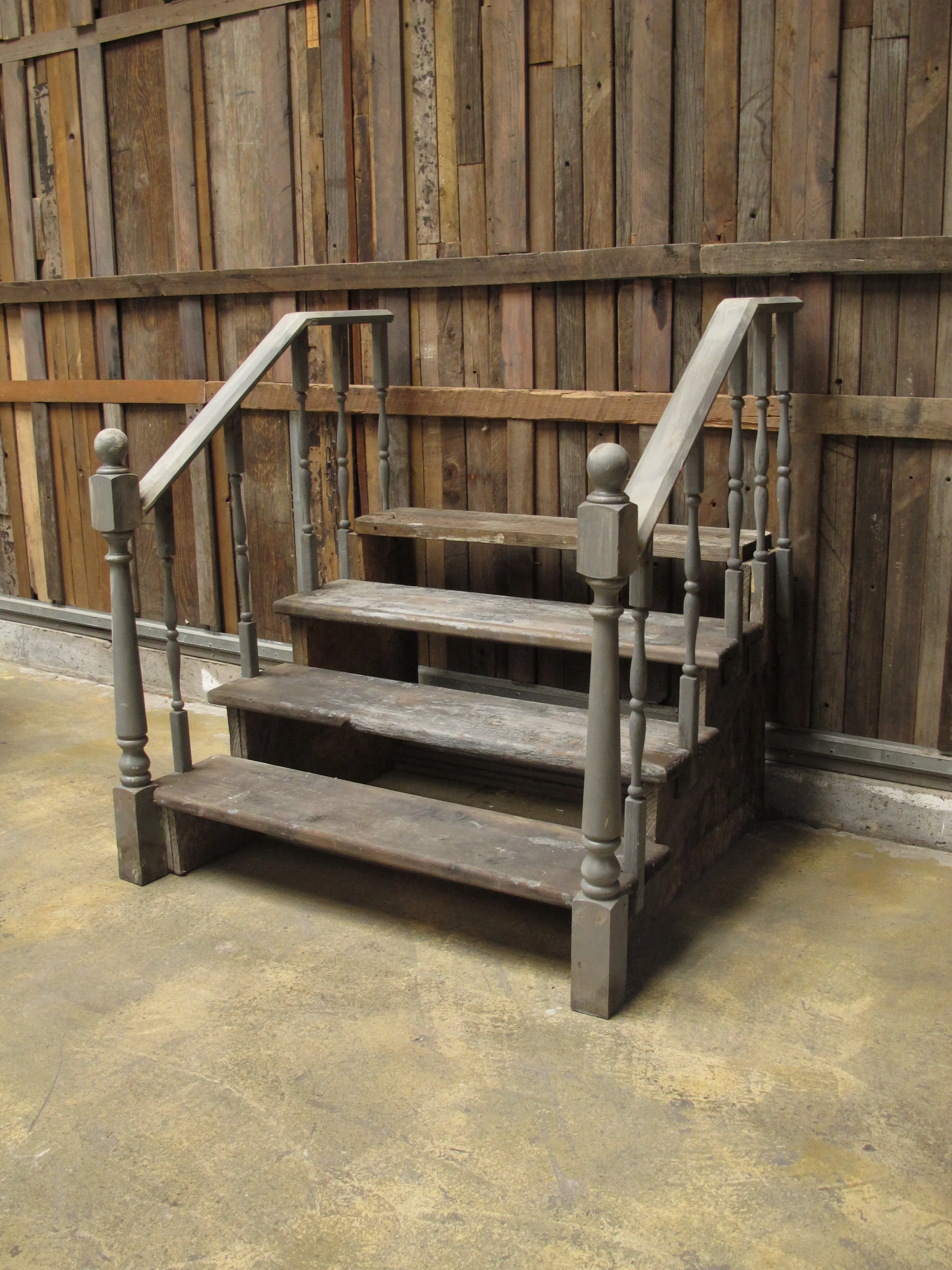 Grey Stoop Stairs with Railings $225
