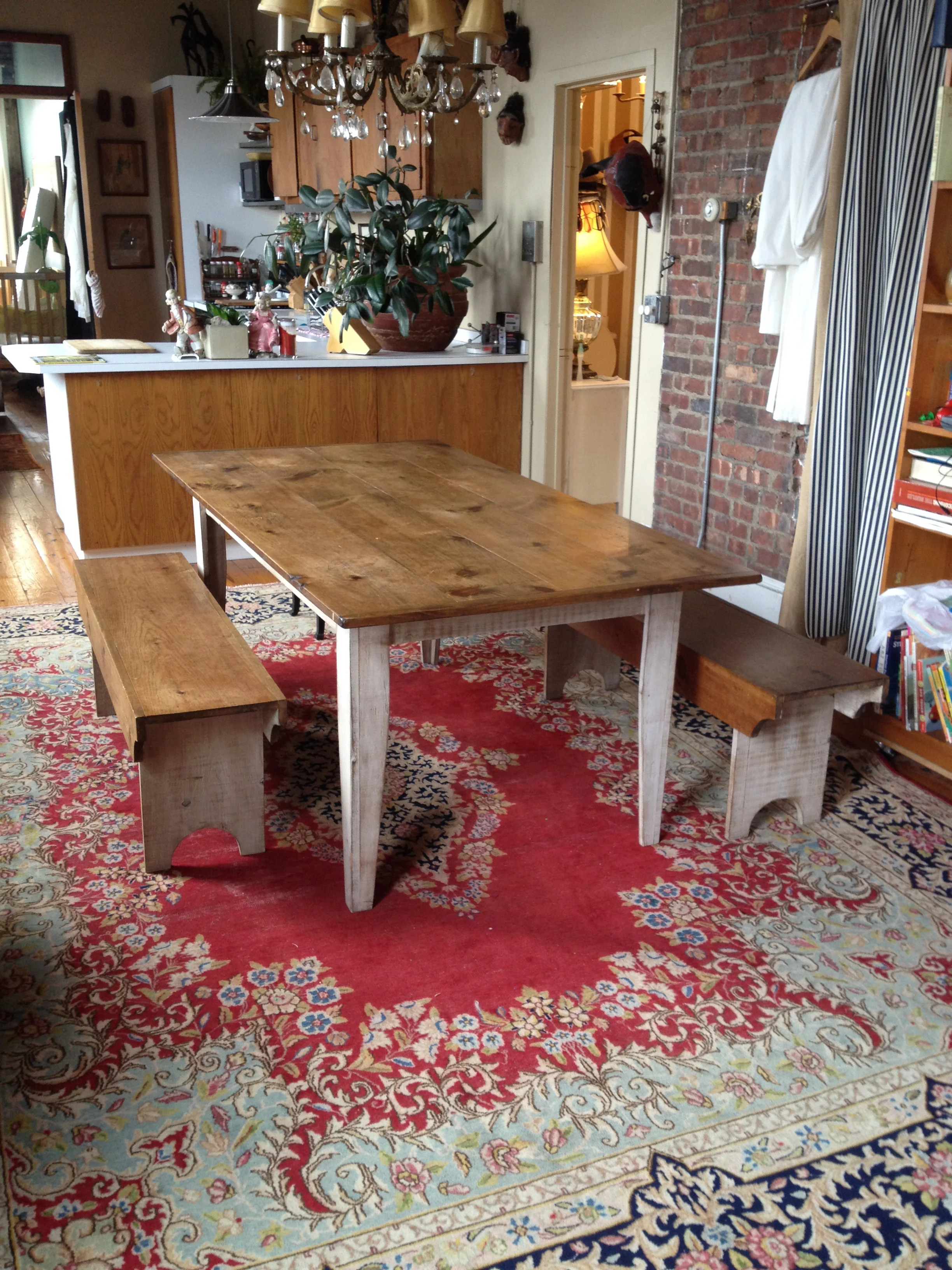 Farm Table with Benches $550
