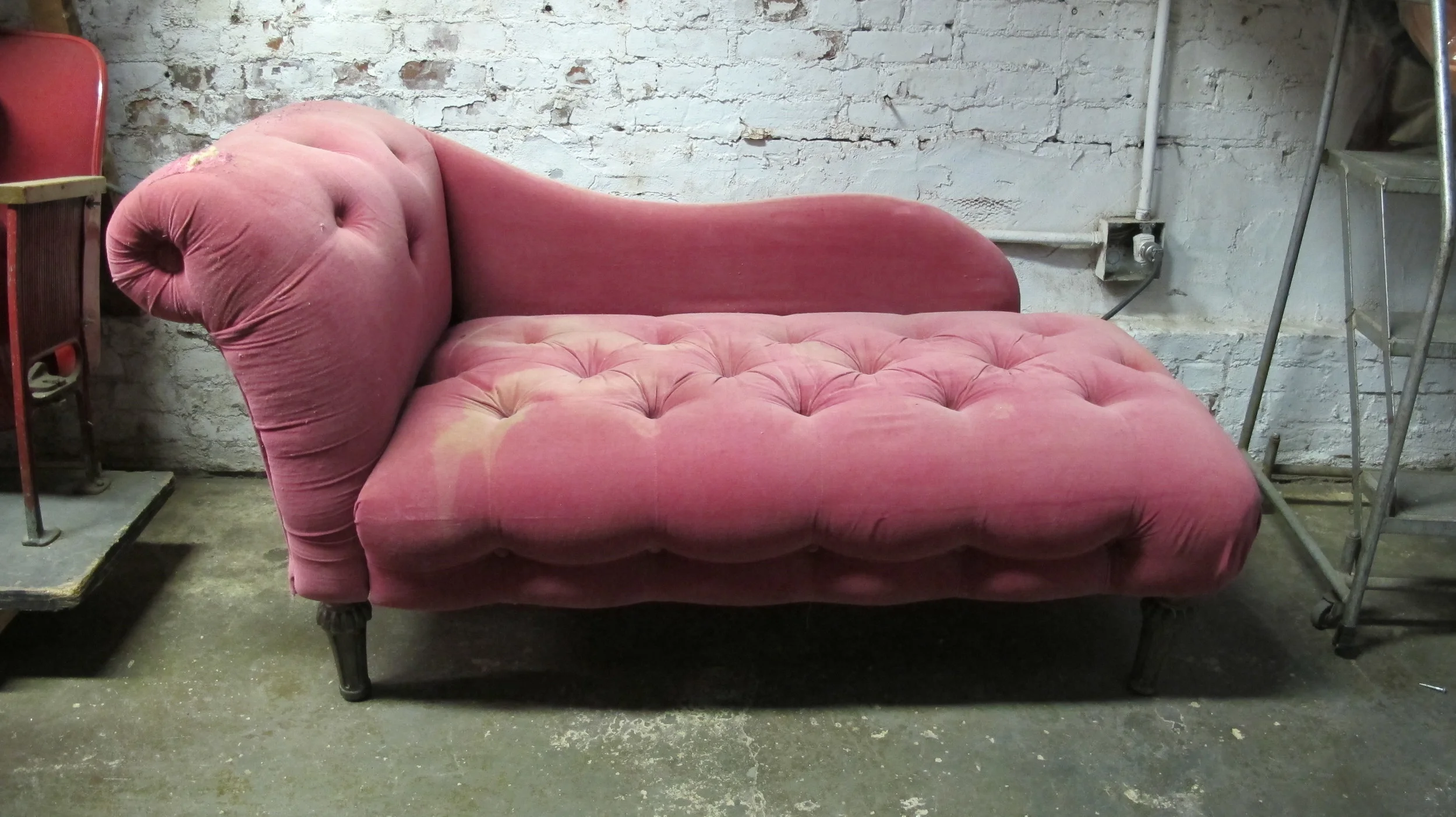 tufted pink chaise $250