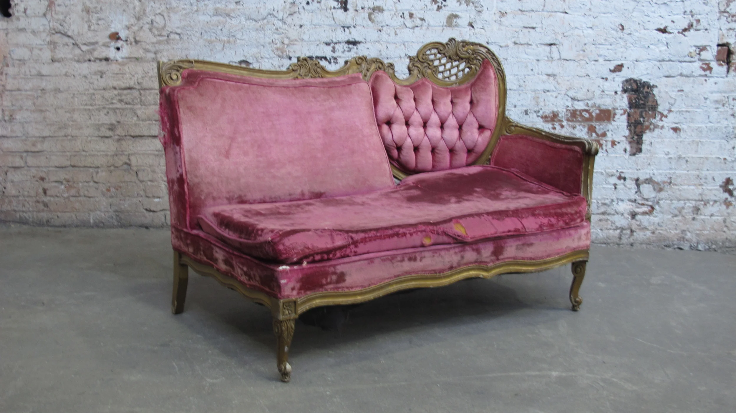 carved trim velvet chaise $275