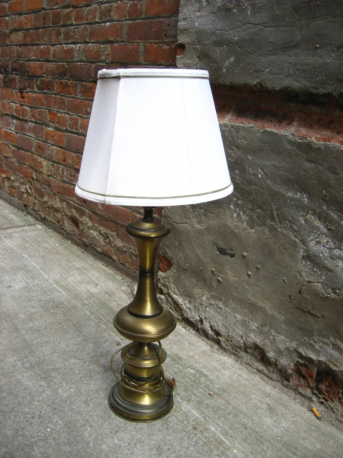 Brushed Metal Lamp w/White Shade $55