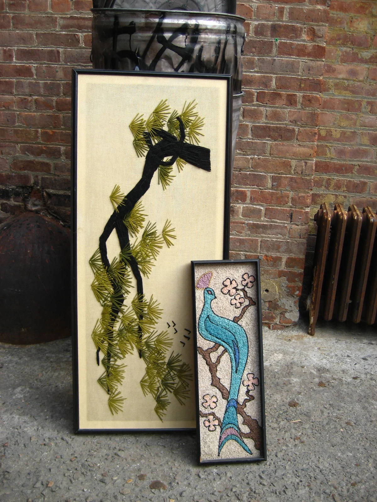 Black Framed Yarn or Stone Wall Art $60/ea