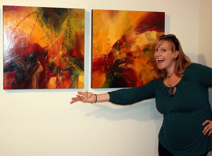 Me, 7 months pregnant, doing the "Vanna White" at last years Conversations in Color solo show.