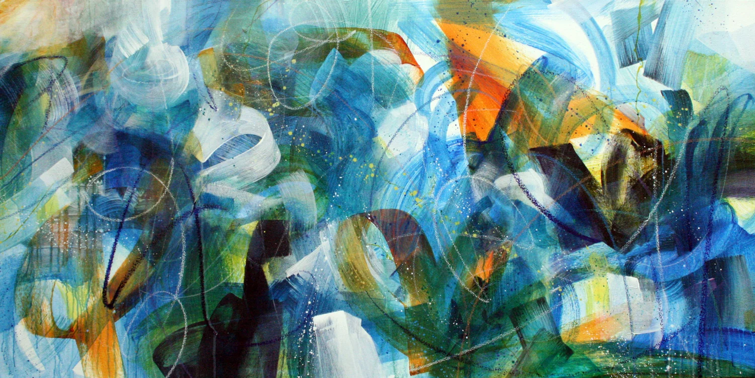 Burmskadeedle, acrylic on canvas, 36x72