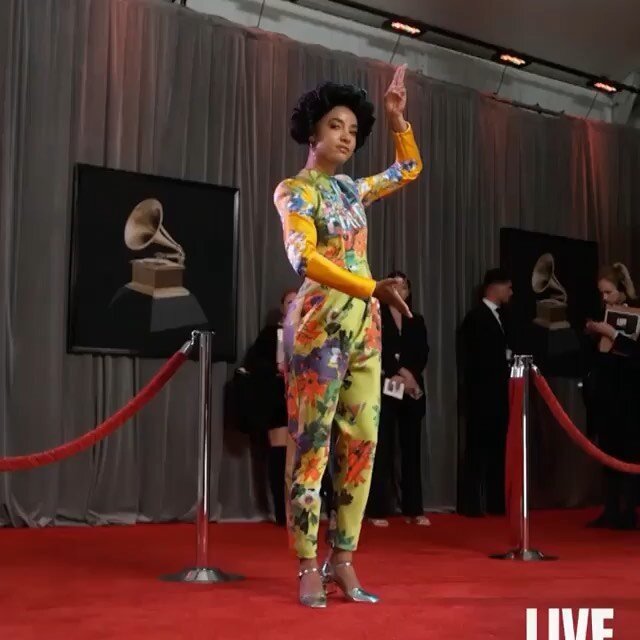 Congratulations! 
One of my favorite artists/people
@esperanzaspalding in custom floral jumpsuit for the 2020 Grammys. ❤️