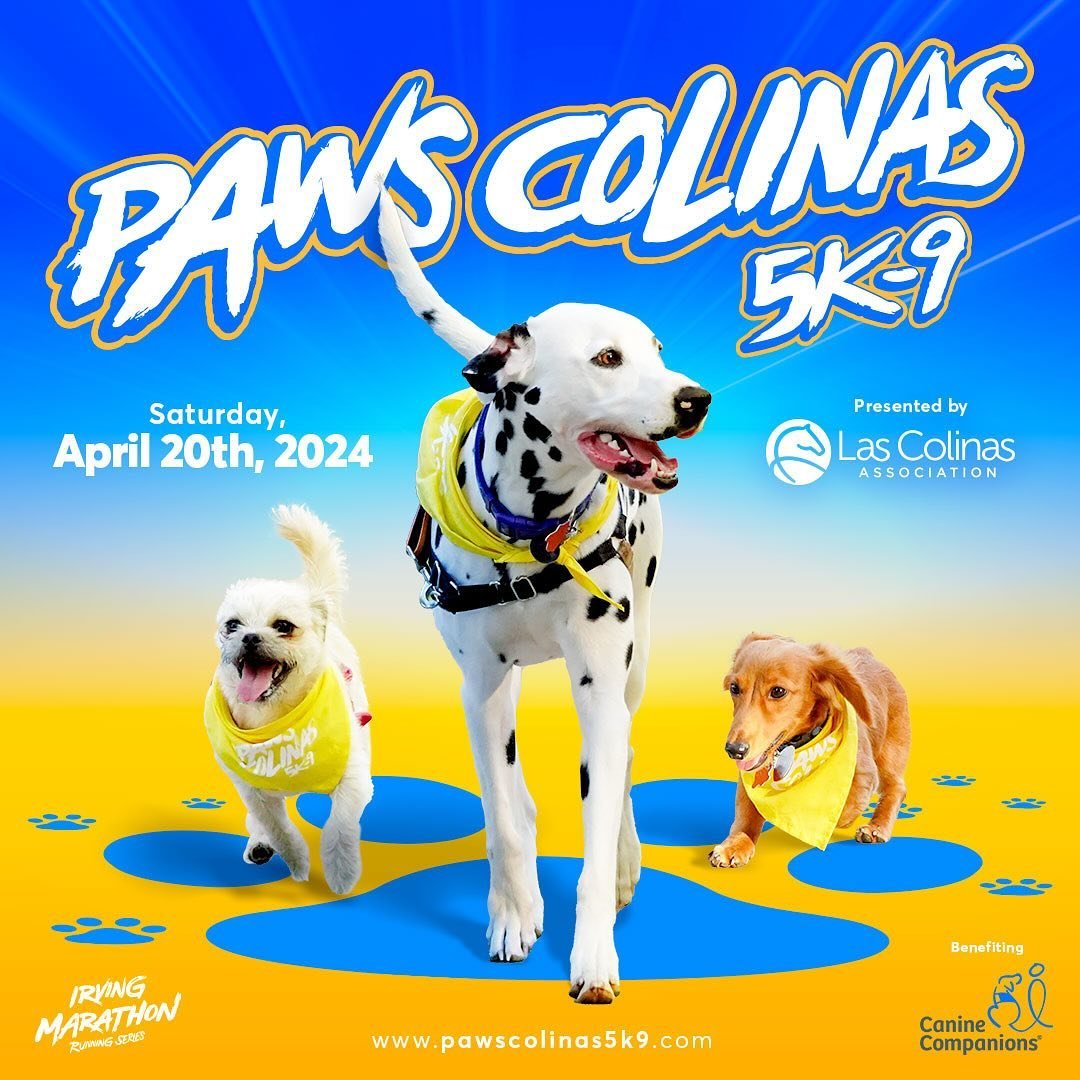 My fellow dog lovers, runner/walkers, and beer drinkers, this Sat. 4/20, I&rsquo;m emceeing the 3rd Annual Paws Colinas 5K-9 presented by @lascolinastex! My friends at @runirving were nice enough to give me two free race tickets if you &amp; a friend