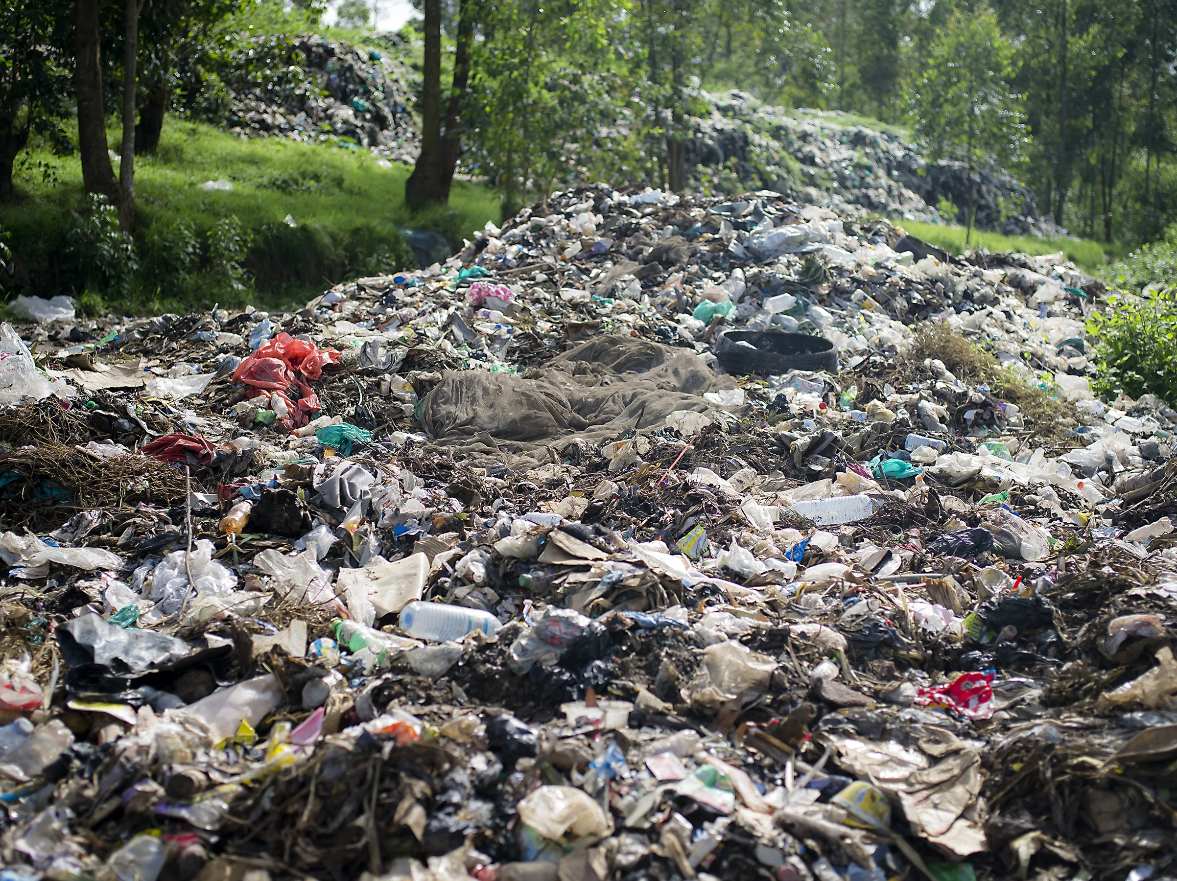 Trash that was thrown up in the hills. Bushenyi Ishaka.
