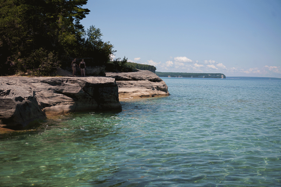 Janelle and I jumping into Lake Superior on her first Backpacking trip. 