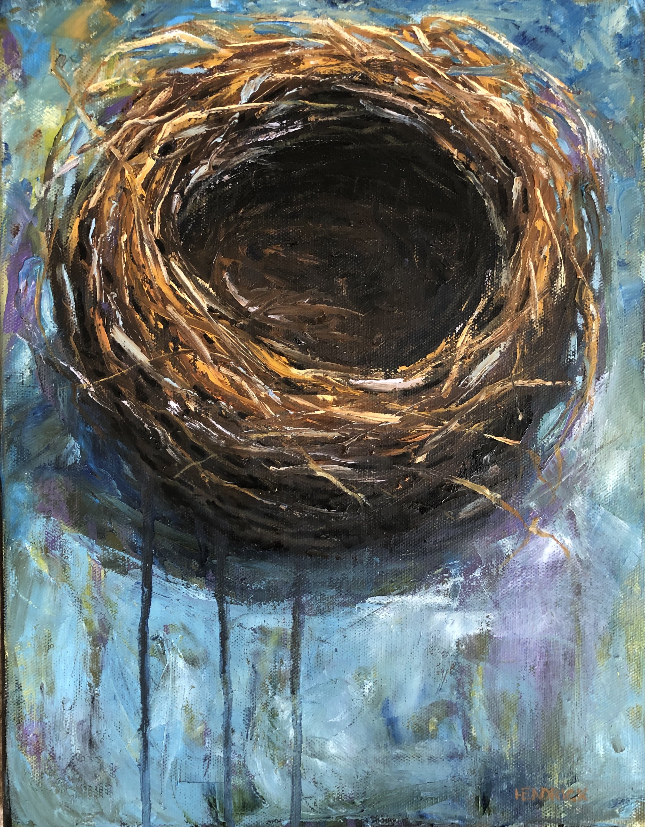Nest on Blue 11x14, oil