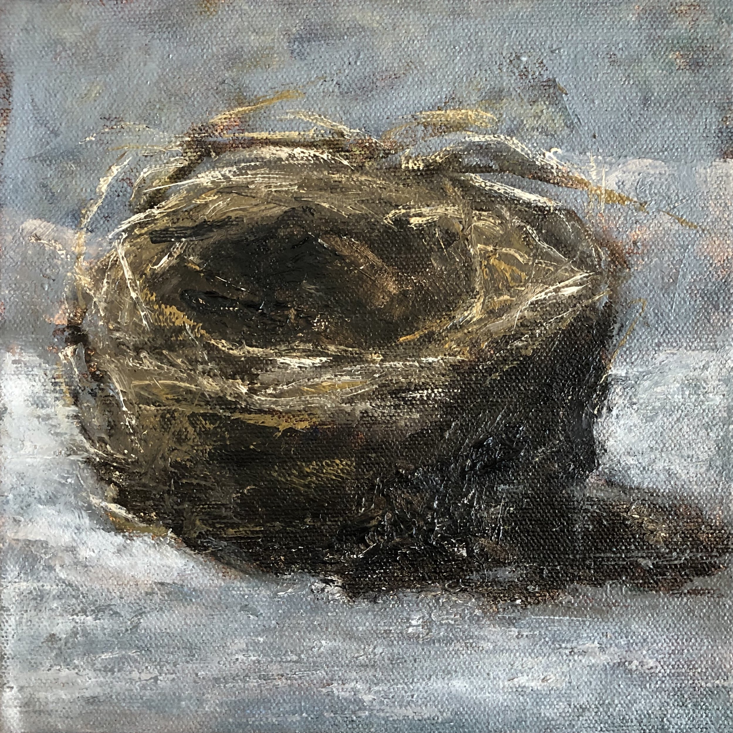 Nest on Gray 8x8”, oil