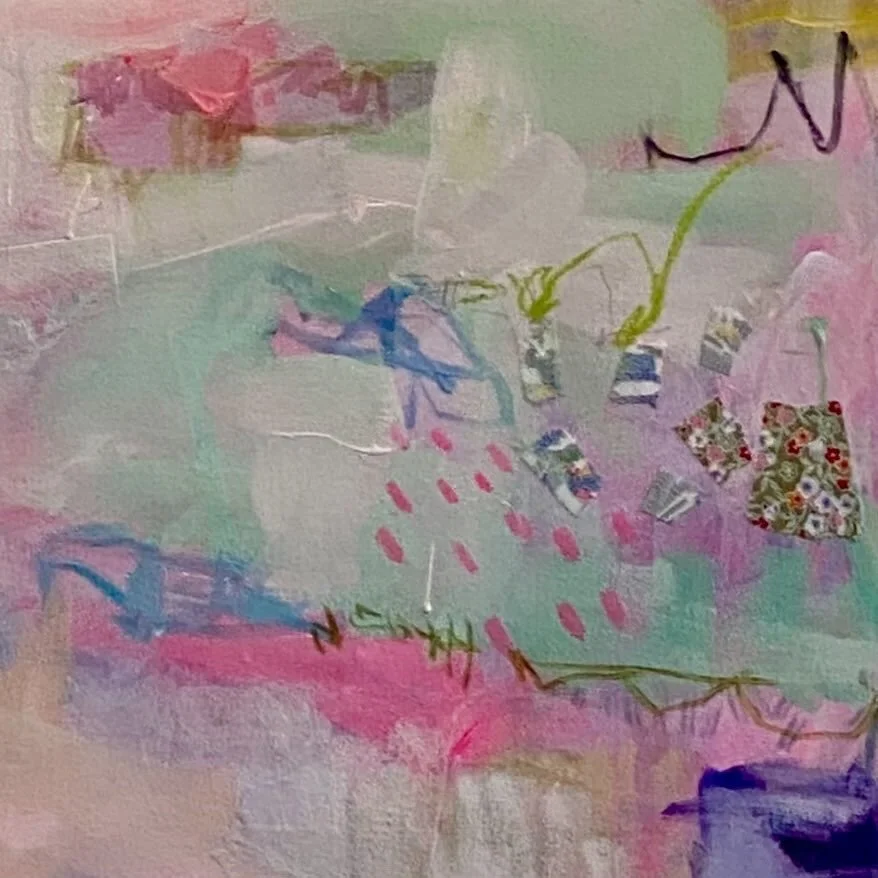 When I create a mixed media piece using markers, colored pencils, collage papers, watercolors and acrylics I speak a much different language than when I use oils or strictly acrylics …. 
Material choice is so important and it really changes ho