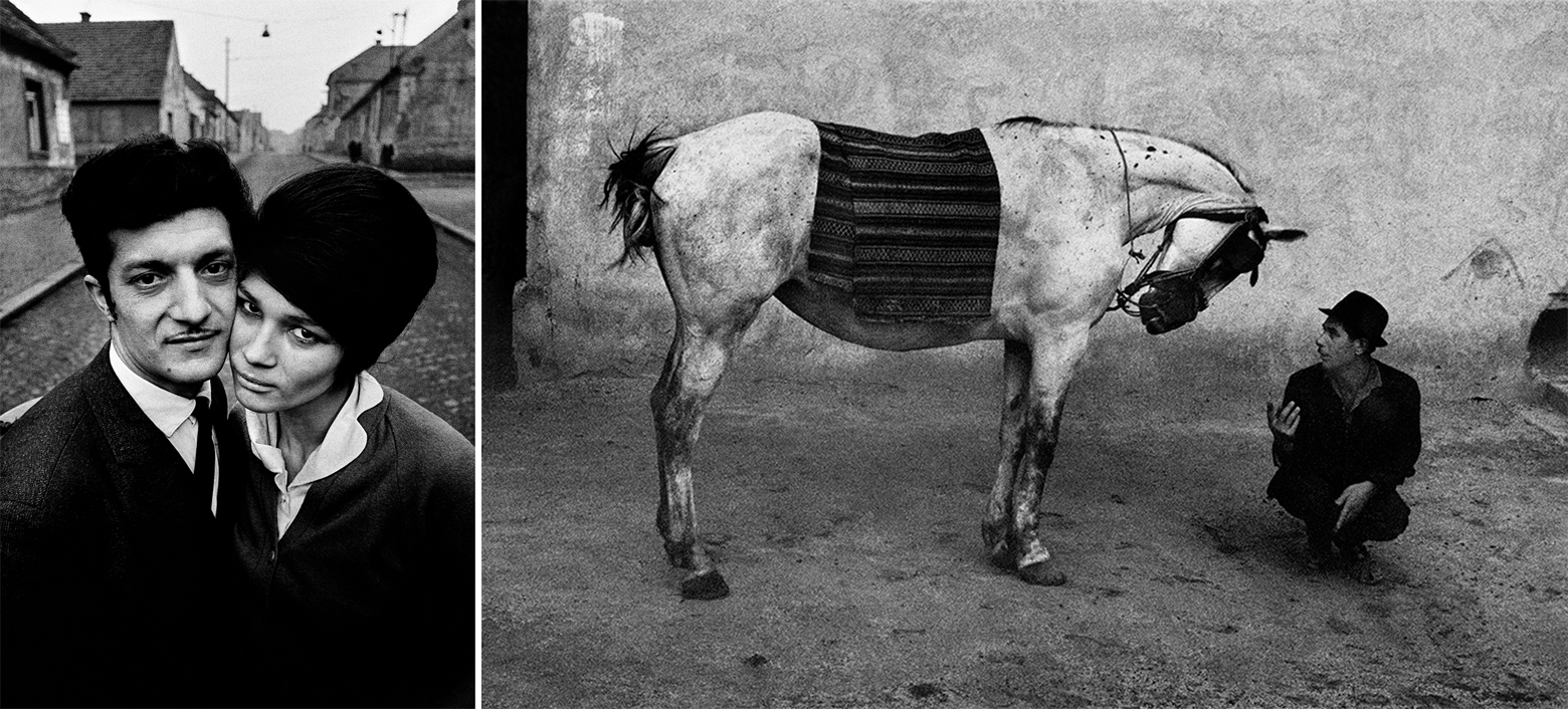 Left: Bohemia , negative, 1966; print, 1967, Josef Koudelka, gelatin silver print. Image courtesy of the Art Institute of Chicago, gift of the artist, 2013.1256. © Josef Koudelka/Magnum Photos. Right: Romania , negative, 1968; print, 1980s, Josef Koudelka, gelatin silver print. Image courtesy of the Art Institute of Chicago, promised gift of Robin and Sandy Stuart. © Josef Koudelka/Magnum Photos