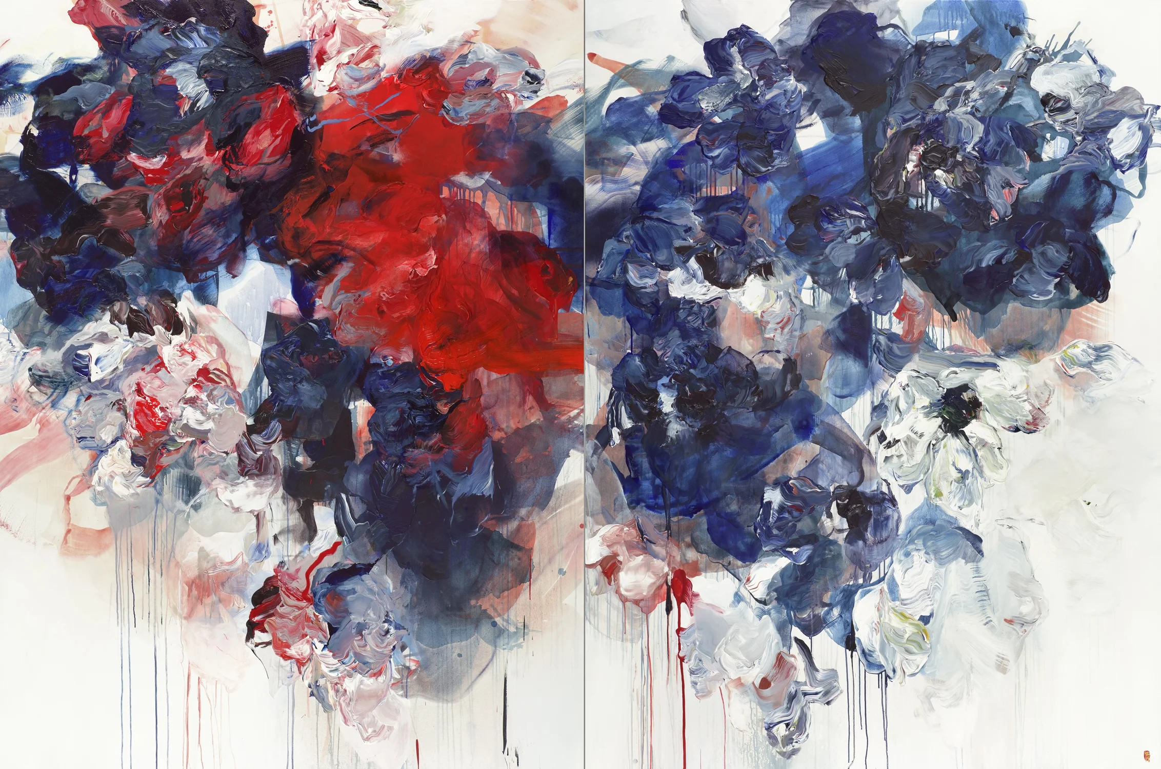 Gravitational Pull diptych 2x96x72 2017