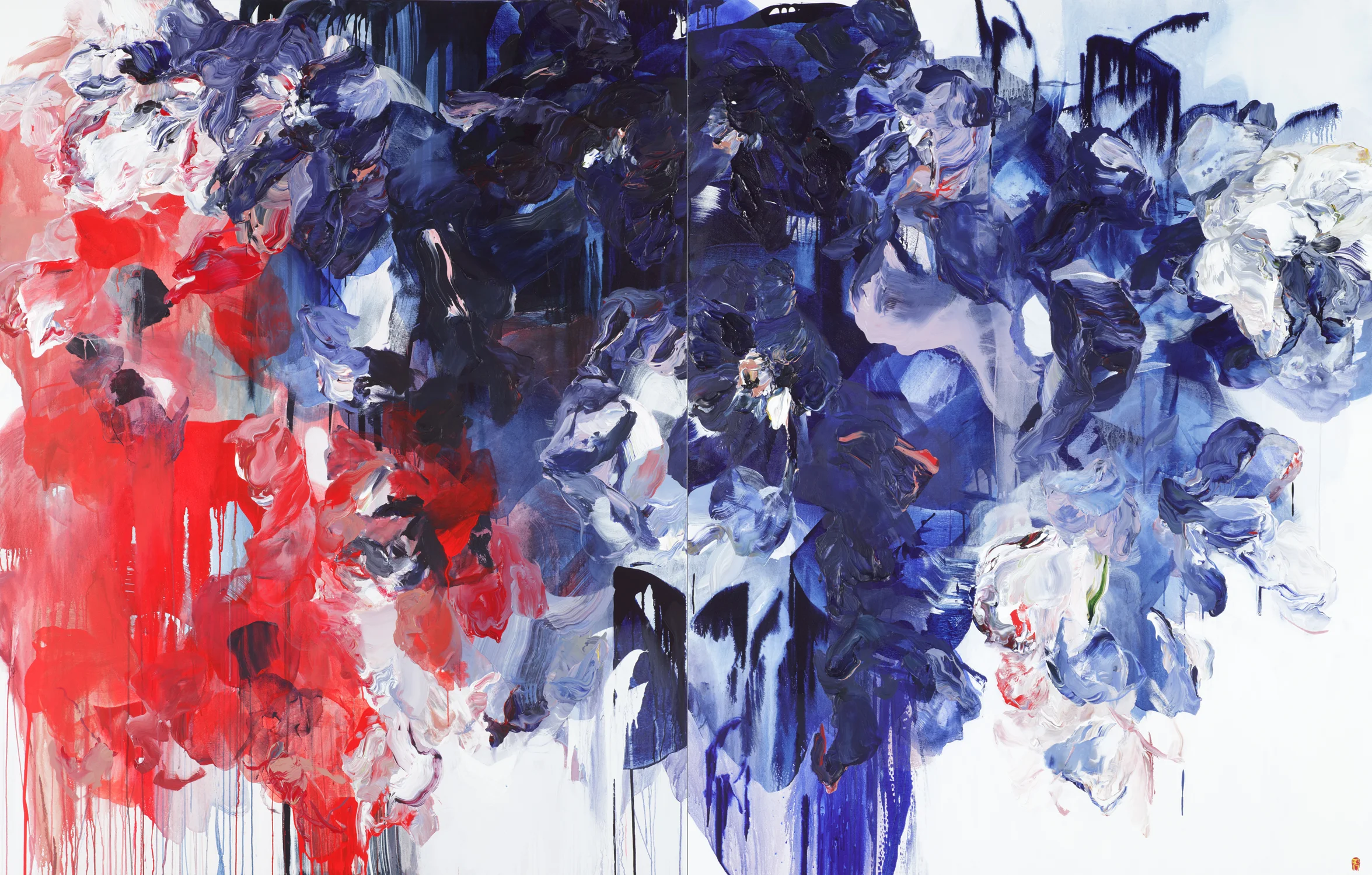 Falling Nighttime diptych 2x84x66 2017