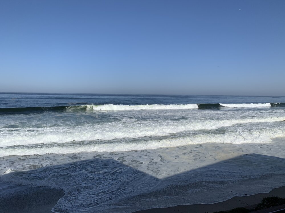 Monterey Beach after sunrise. California beaches are less calm than the Gulf of Mexico. :)