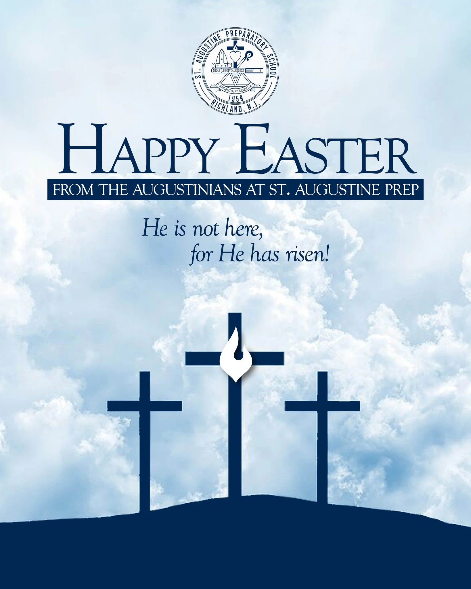 Easter Blessings from the St. Augustine Prep Family to yours.

May the Resurrection and Ascension of our Lord and Savior Jesus Christ open wide our hearts and encourage our souls! 

#HappyEaster