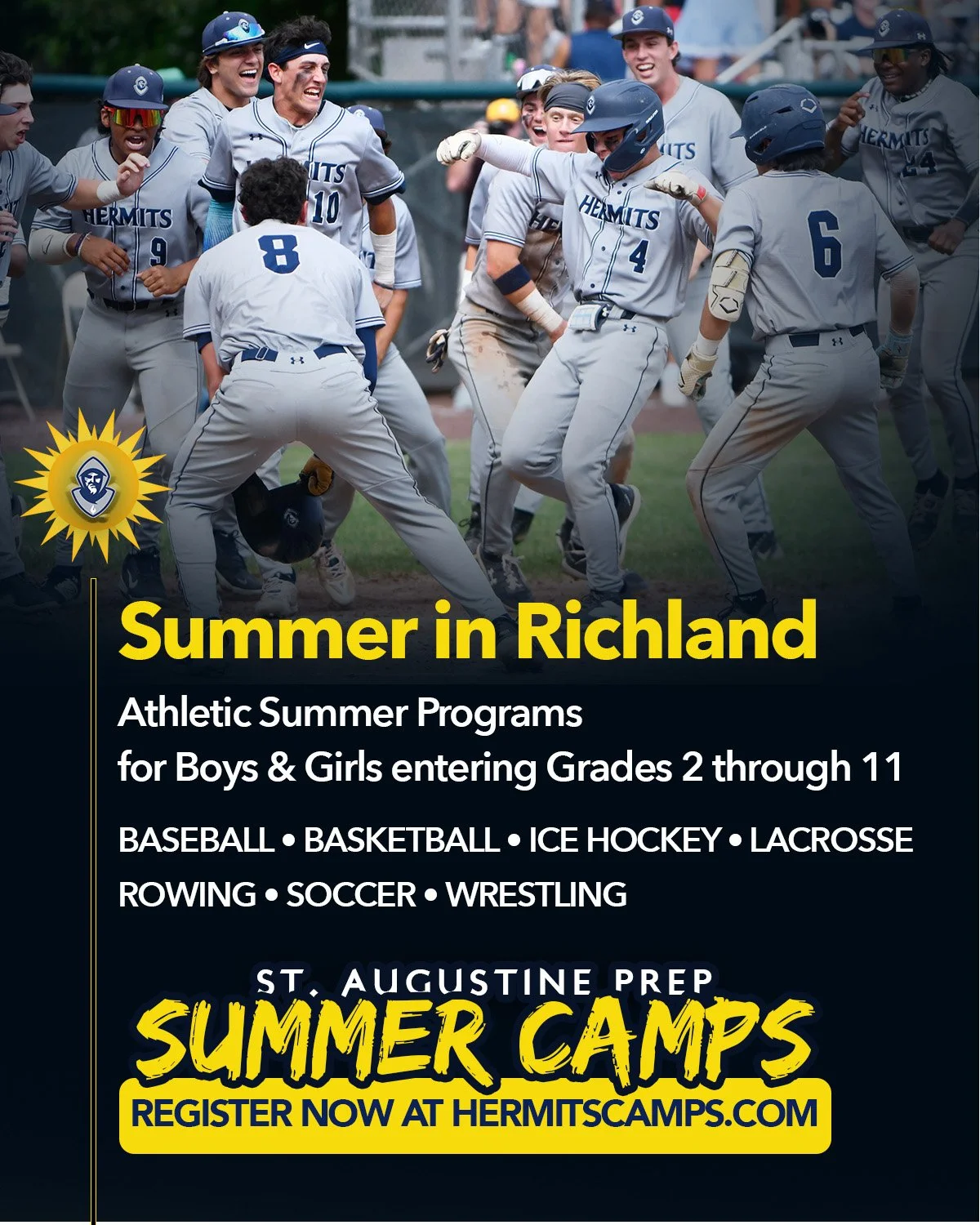 @hermitathletics has been on fire this spring&mdash;and it&rsquo;s carrying straight into #SummerInRichland. 🔥

Spend the summer training with the Hermits!

Our Athletic Summer Camps at St. Augustine Prep give boys and girls the opportunity to sharp