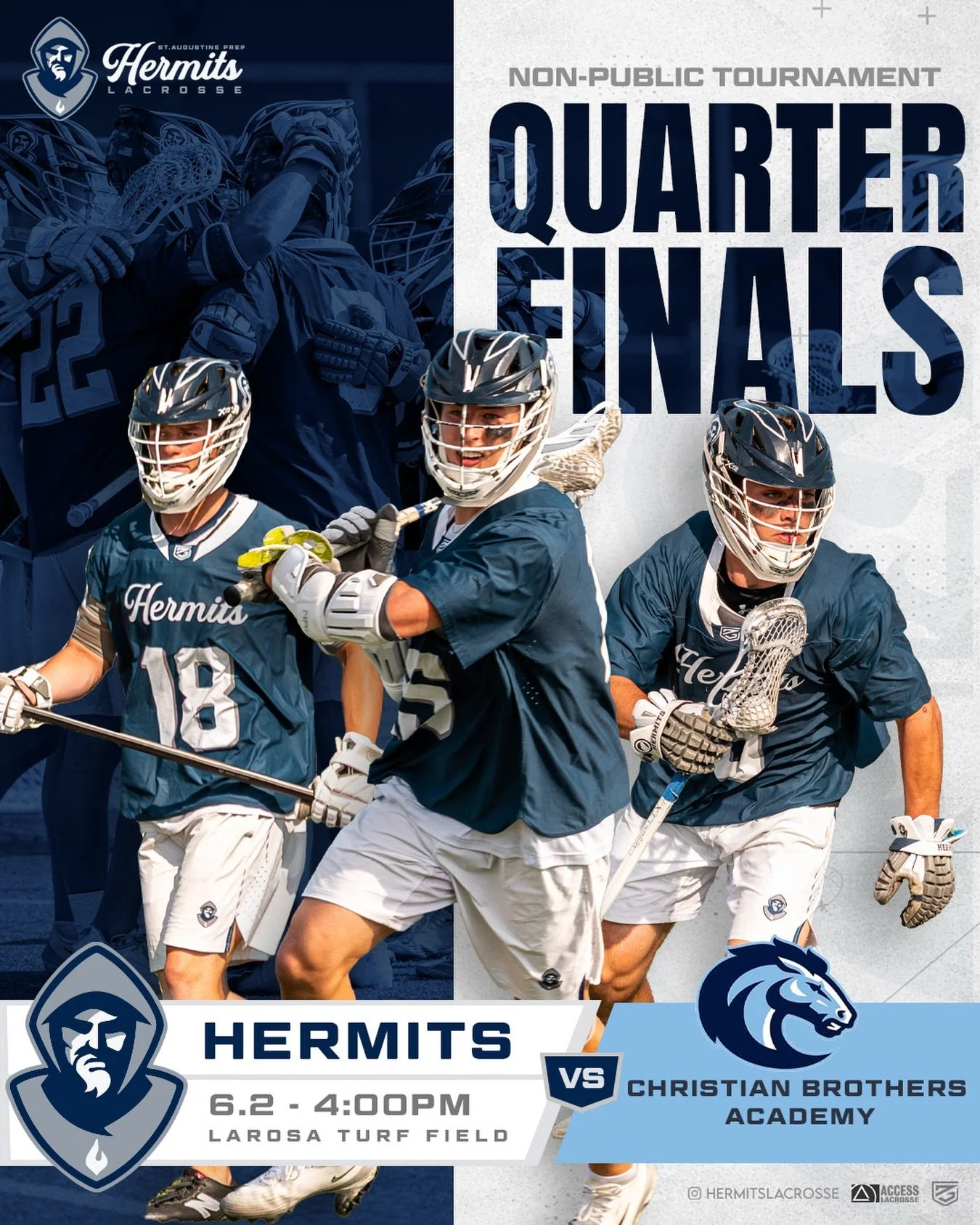 𝙍𝙄𝘾𝙃𝙇𝘼𝙉𝘿📍

Hermits vs. CBA | Non-Public Quarterfinals
🗓️ 6.2.26
🕓 4 PM
📍 Richland, NJ
🏟️ Fr. Steven LaRosa Stadium
🖥️ Info &amp; @accesslacrosse Livestream In Bio