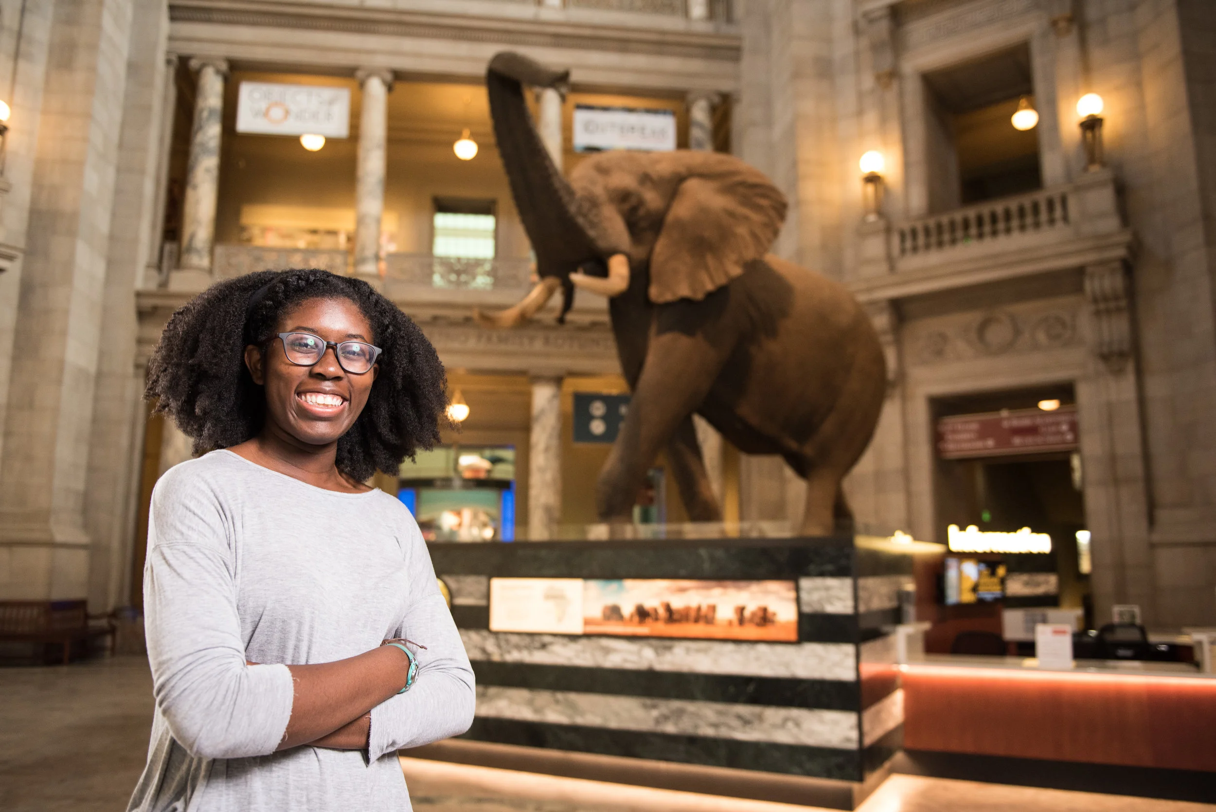Pomona College student D'Maia Curry at the Smithsonian National Museum of Natural History in Washington, DC.