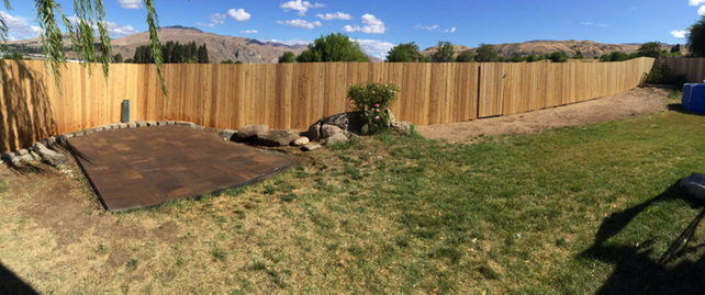 Wood fence and paver pad we did in East Wenatchee, WA.