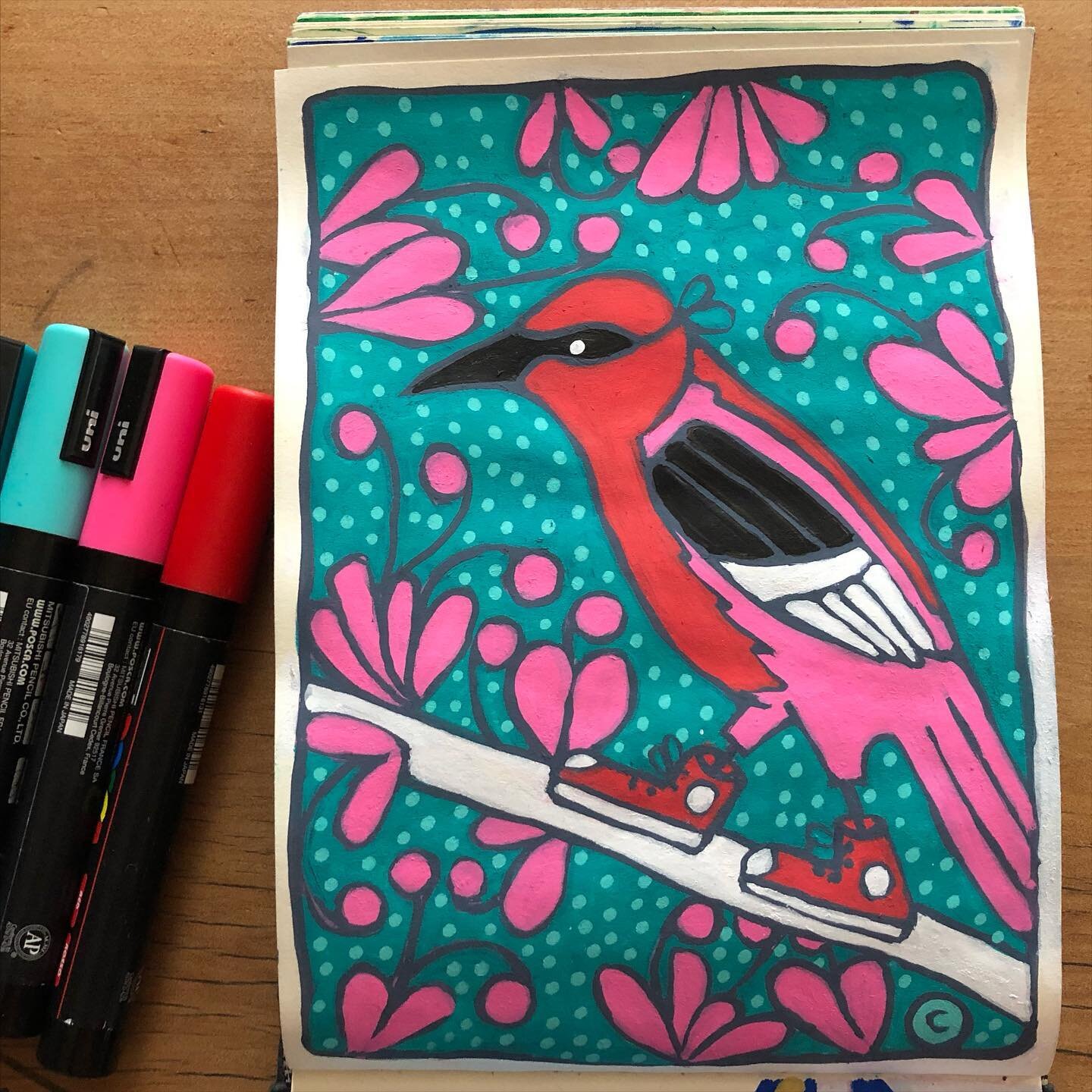 Scarlet honeyeater, spotted by Grandpa. The teeny little dude was out and about in Mollymook NSW.

#posca  #poscapens #poscaart #illustration #dailyart #dailyillustration