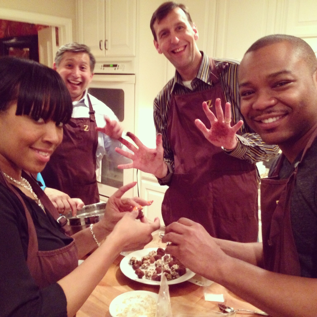 Small group corporate event in chocolate dessert making