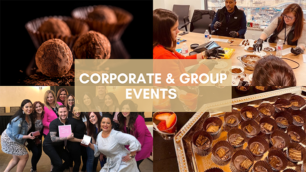 images of chocolate and groups of people