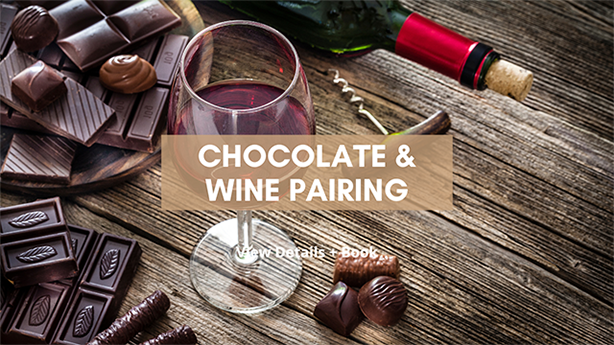 Wine bottle and chocolate pieces