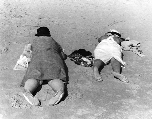 Fred Stein Lying in Sand, La Baule, Brittany, France, 1937 7.625 x 9.875 inches vintage silver print