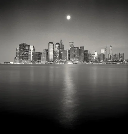 Moonset over Downtown, New York, 2006 7.75 x 7.75 inches edition of 45 toned silver print