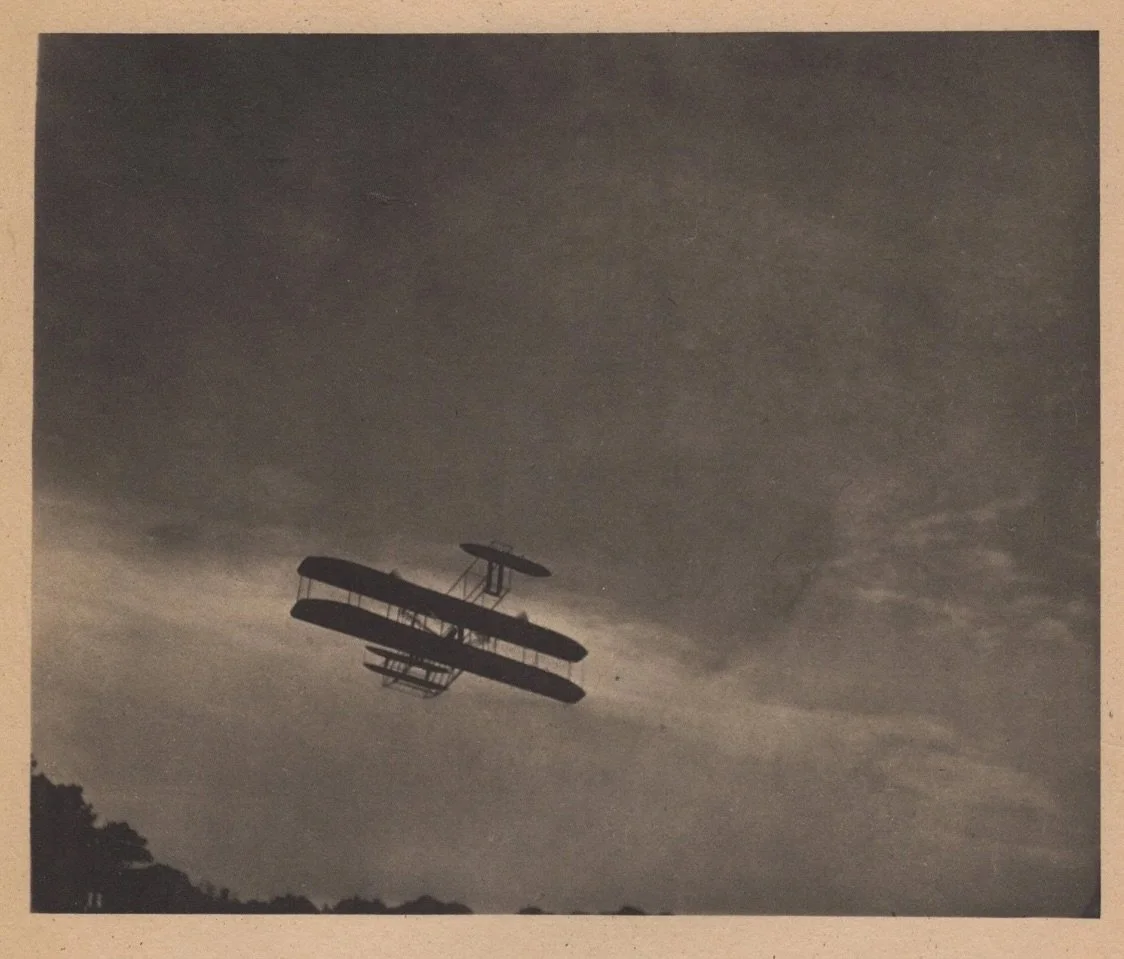 When Alfred Stieglitz photographed The Aeroplane, he applied modernist artistry to technological achievement, using the pioneering flight as a symbol of drama against a skyscape.

View this alongside the entire collection of images that Stieglitz pub