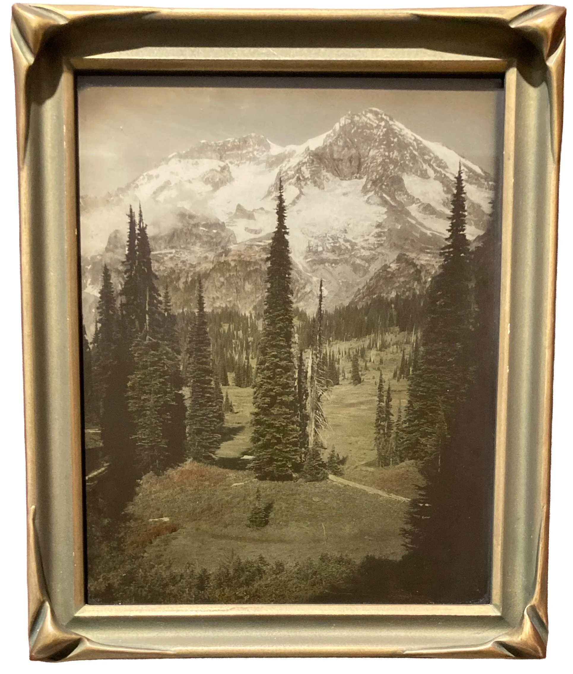EXHIBITION EXTENDED | Gold Standards: The Art of the Orotone
Due to popular demand, the gallery is extending Gold Standards through May 23, 2026.

1. Artist Unknown, Untitled (Mountain and Pine Trees), ca. 1900&ndash;1925, Hand-colored silvertone
2. 
