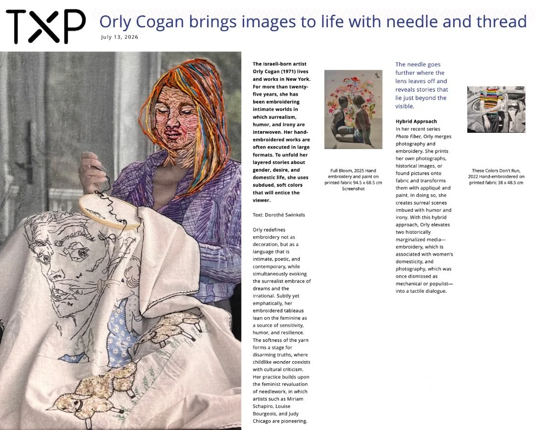 Recently featured in Textile Plus (@textielplus) is Orly Cogan&rsquo;s Photo Fiber series. The article explores the artistic development of her practice, her hybrid approach to textile art, and transforming a photograph &ldquo;into a tangible, living