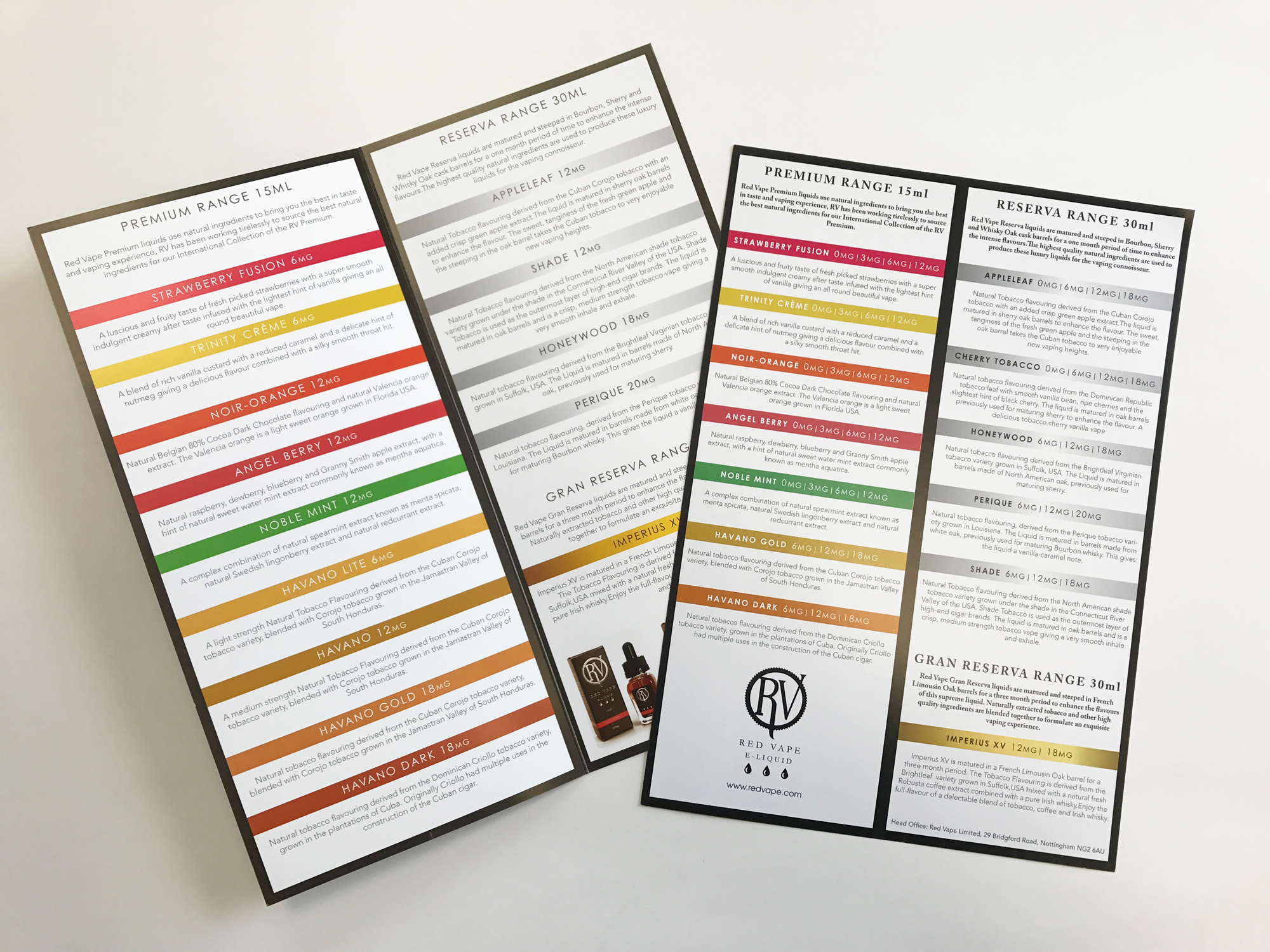 Printed Vape Menu
