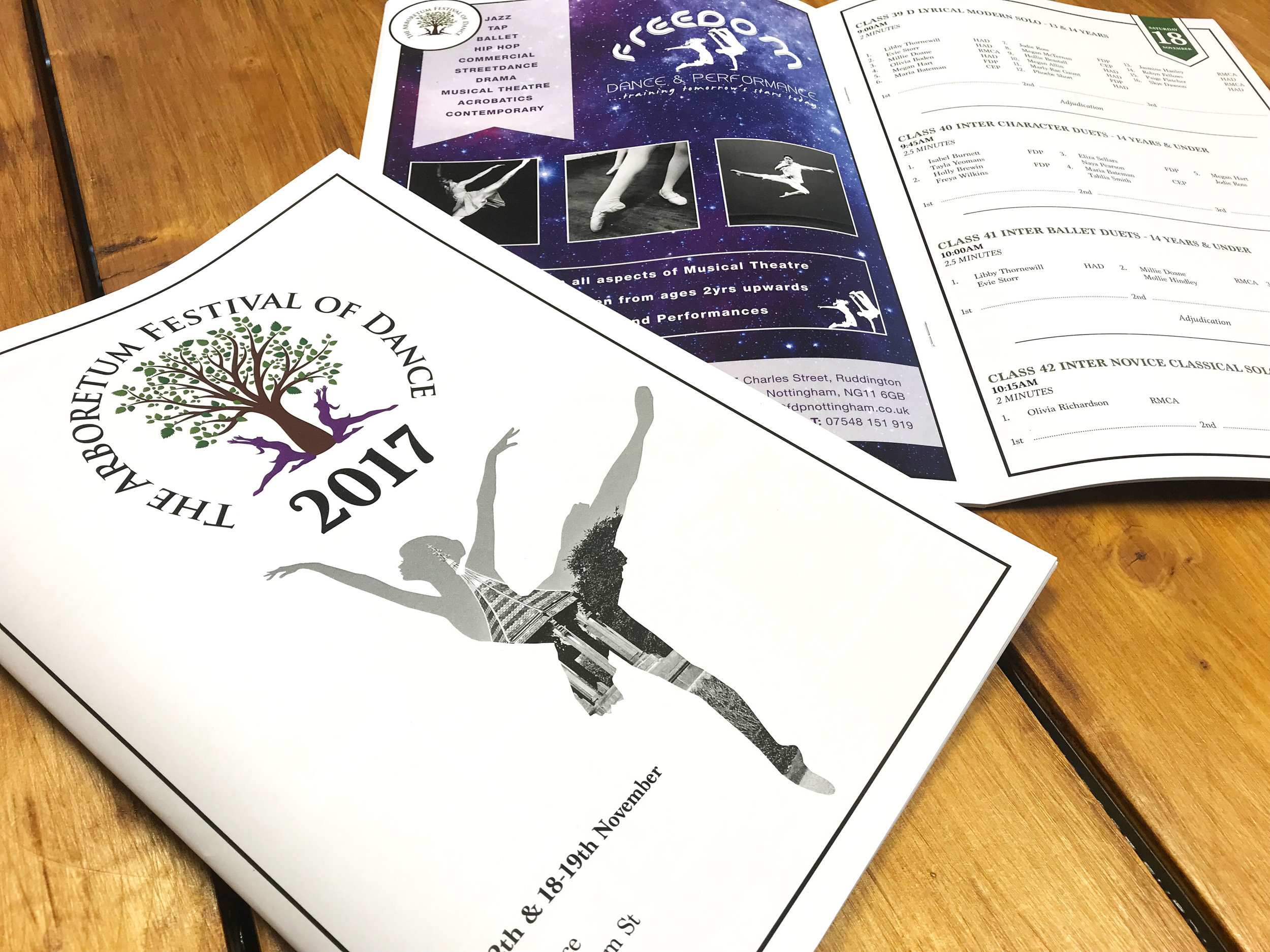 Printed Dance Festival Programme & Certificates