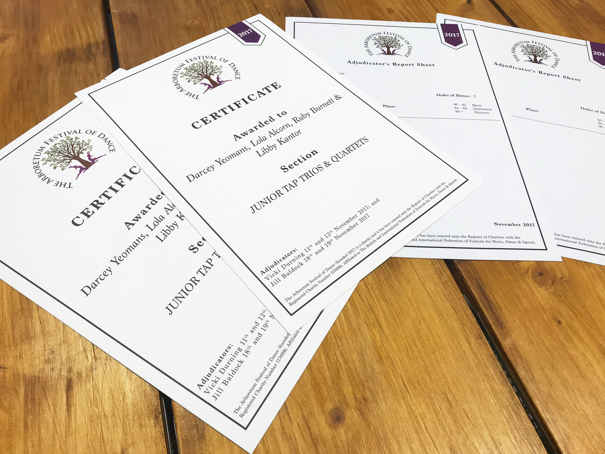 Printed Dance Festival Programme & Certificates 
